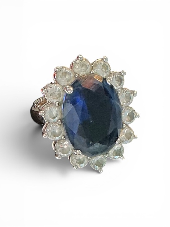 Kenneth Jay Lane Jewelry - Kenneth Jay Lane Blue and White Halo Statement Ring